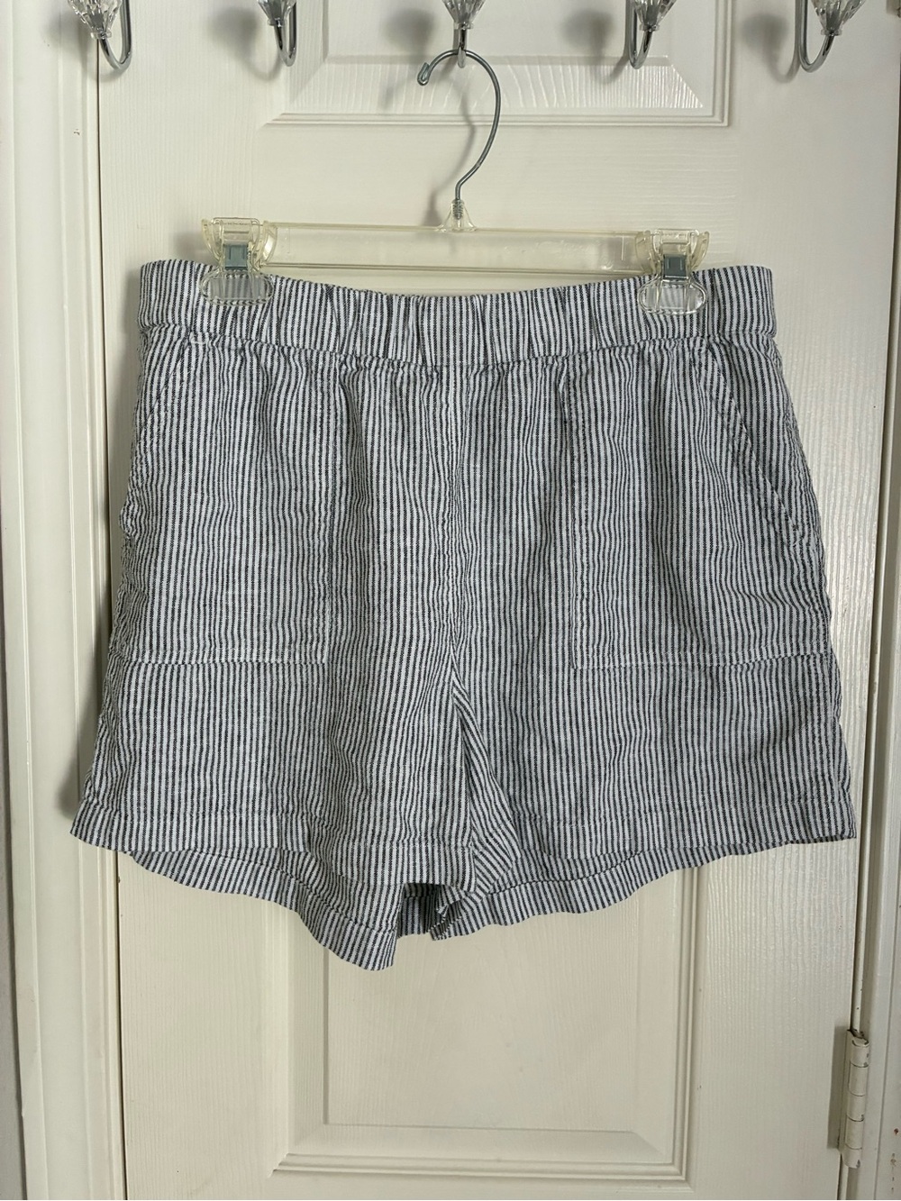 J. Crew Blue & White Striped Elastic-Waist Shorts